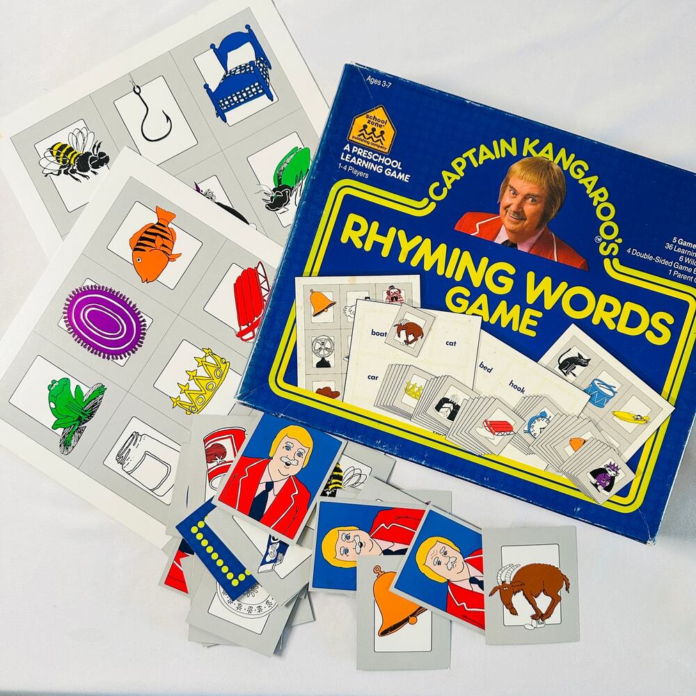 Vintage 1987 Captain Kangaroo's Rhyming Word Game Educational Board Game